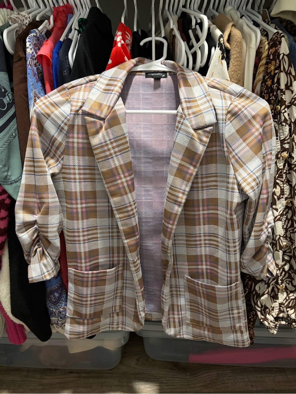 ORIGINALITY | Plaid Open-Front Blazer